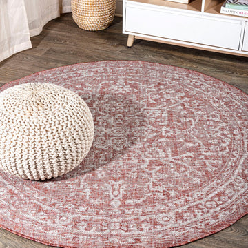 Malta Bohemian Medallion Textured Weave Indoor/outdoor Round Rug